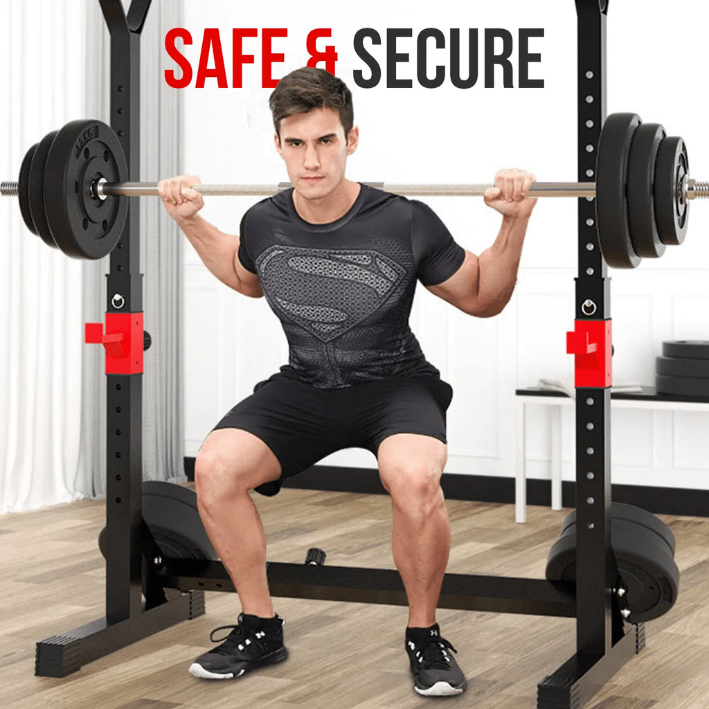 50KG / 70KG / 100KG Olympic Weight Plates + 6FT or 7FT Olympic Barbell + Adjustable Full Squat and Barbell Rack