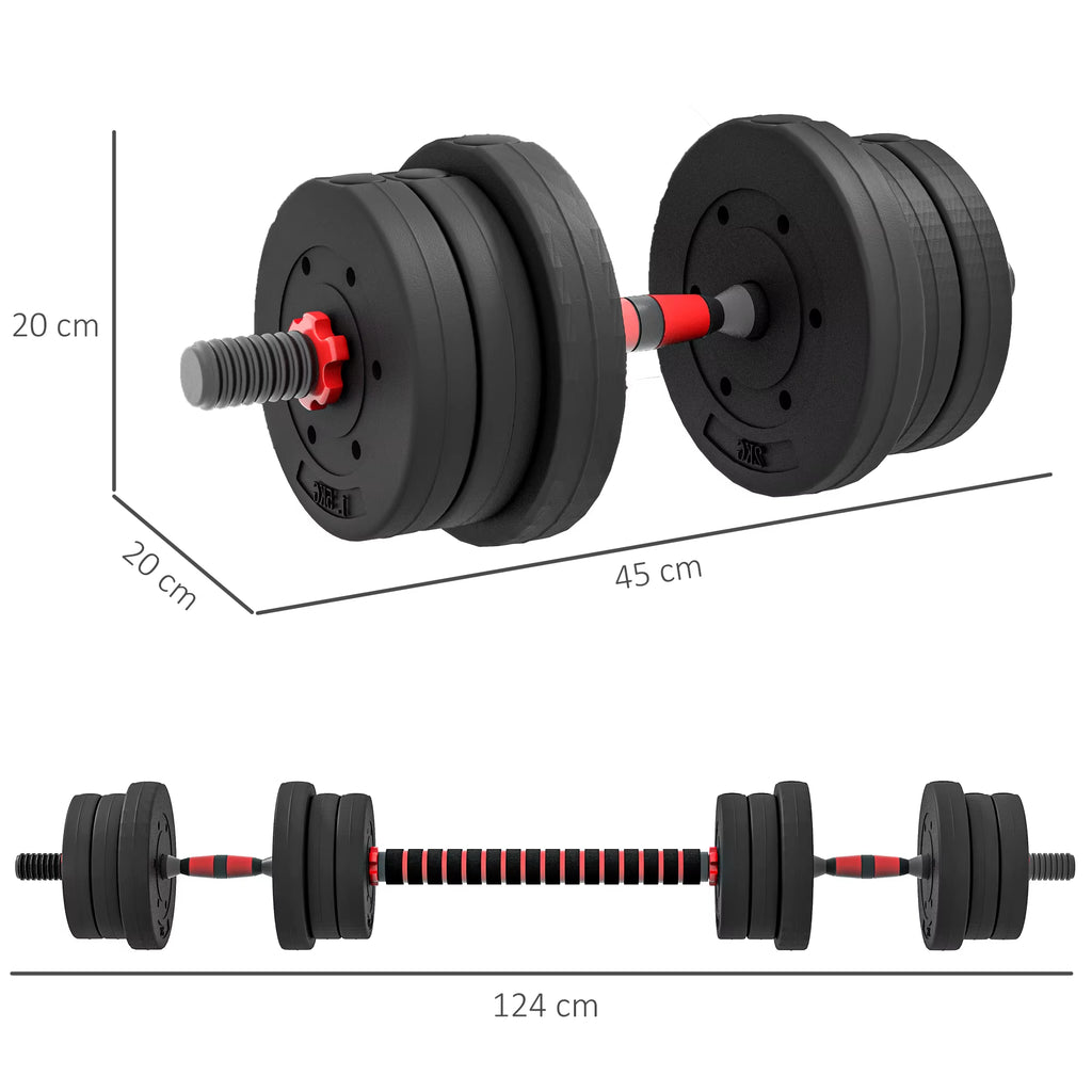 20Kg 2 in 1 Adjustable Dumbbells Weight Set, Dumbbell Hand Weight Barbell for Body Fitness, Lifting Training for Home